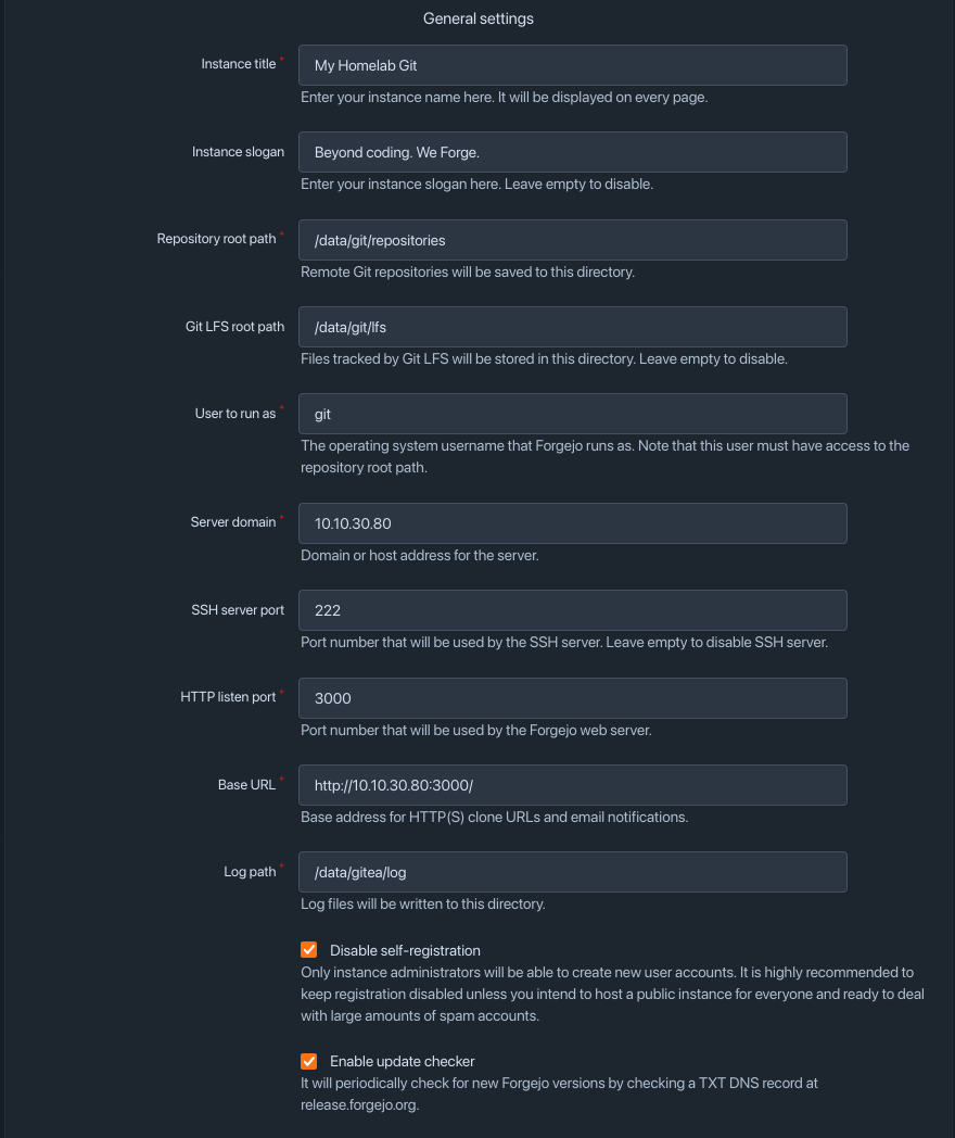 general settings