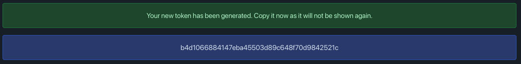 generated token